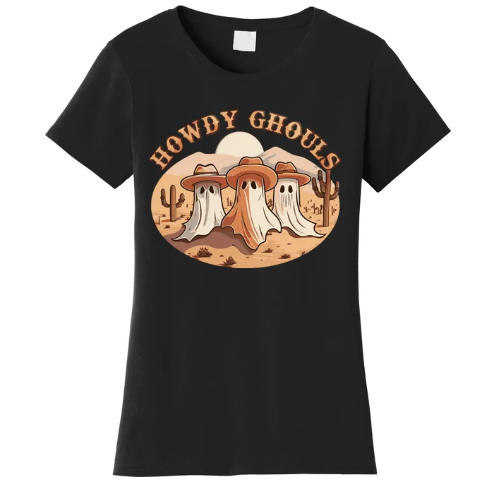 Howdy Ghouls Western Halloween Cowboy Ghost Women's T-Shirt