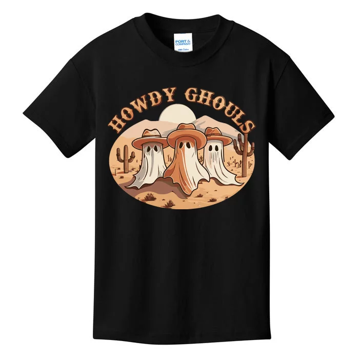 Howdy Ghouls Western Halloween Cowboy Ghost Kids T-Shirt