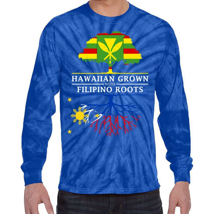 Hawaiian Grown With Filipino Roots Meaningful Gift Philippines Great Gift Tie-Dye Long Sleeve Shirt