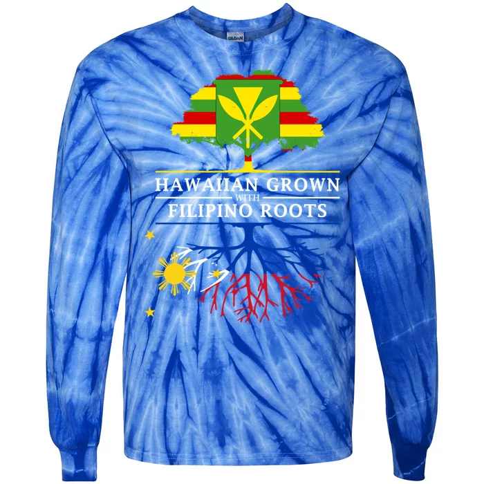 Hawaiian Grown With Filipino Roots Meaningful Gift Philippines Great Gift Tie-Dye Long Sleeve Shirt