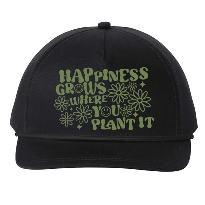 Happiness Grows Where You Plant It Gardening Snapback Five-Panel Rope Hat