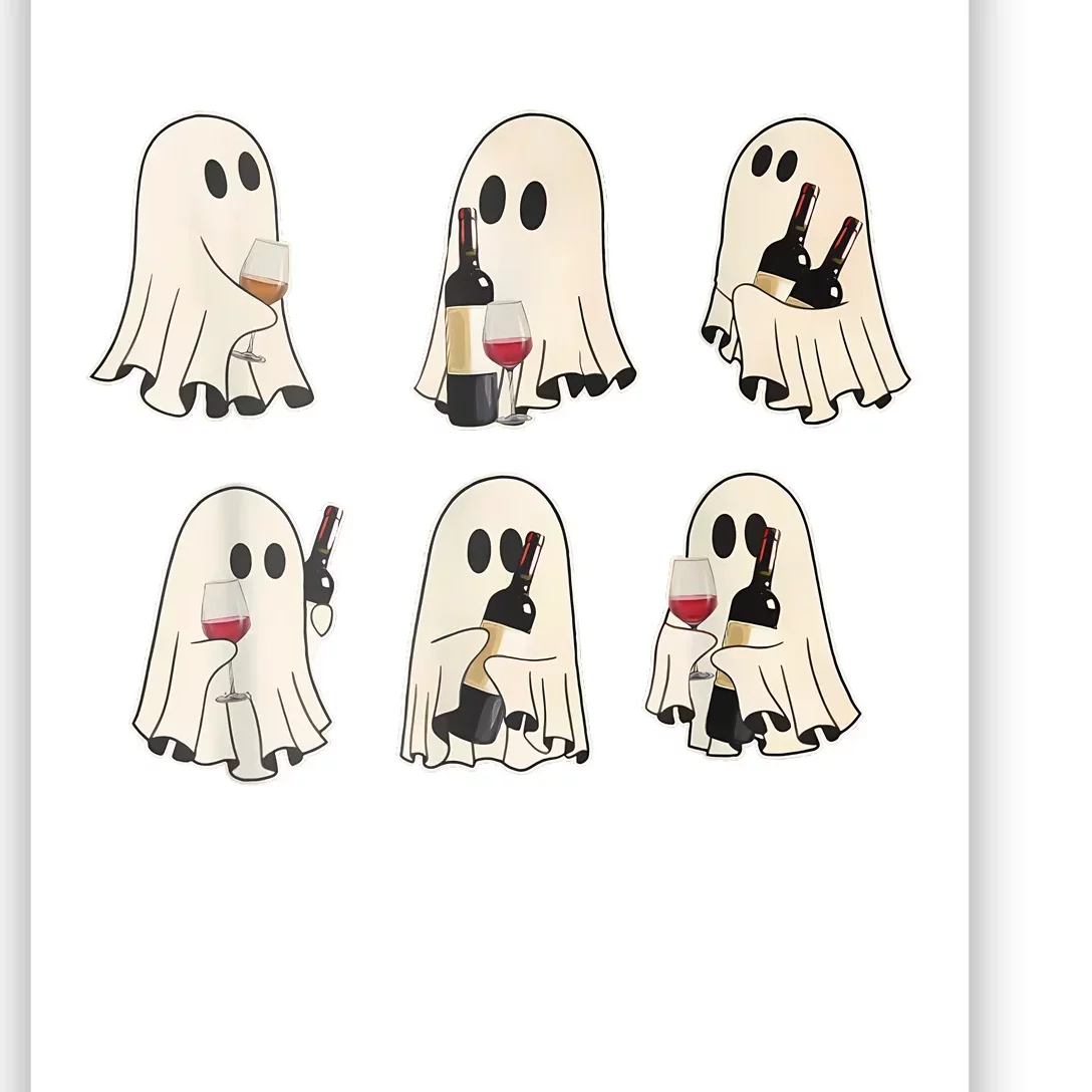 Halloween Ghost Wine Ghost Cute Lace Ghost Halloween Ghost Wine Poster