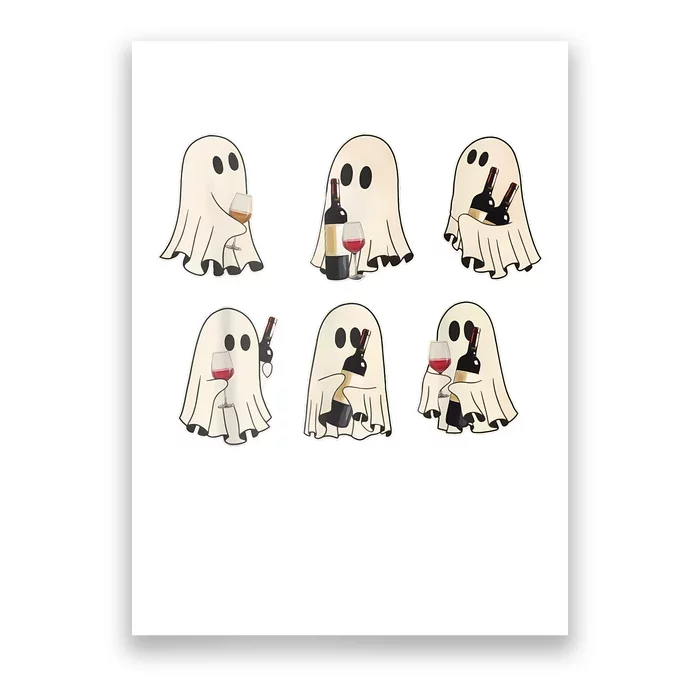 Halloween Ghost Wine Ghost Cute Lace Ghost Halloween Ghost Wine Poster