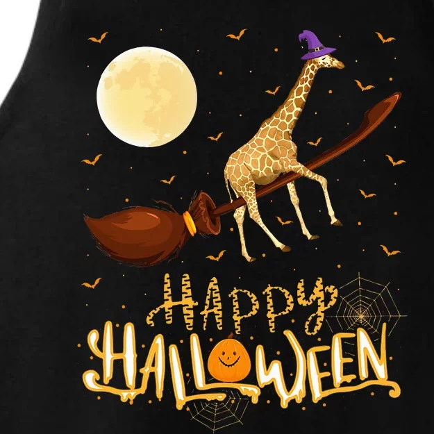 Hilarious Giraffe Witch Ride Halloween Costume Ladies Tri-Blend Wicking Tank