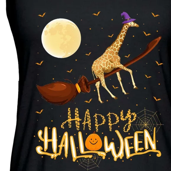 Hilarious Giraffe Witch Ride Halloween Costume Ladies Essential Flowy Tank