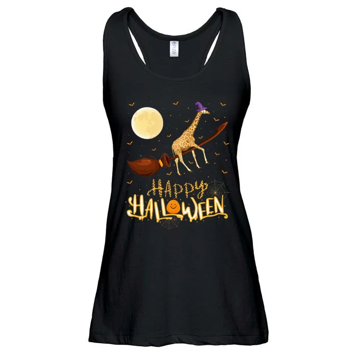 Hilarious Giraffe Witch Ride Halloween Costume Ladies Essential Flowy Tank