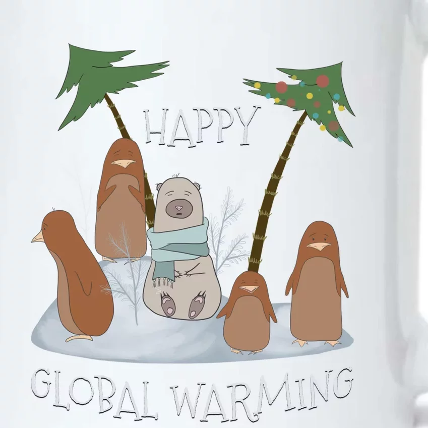 Happy Global Warming Gift Penguins And Bear Retro Climate Change Cute Gift Black Color Changing Mug