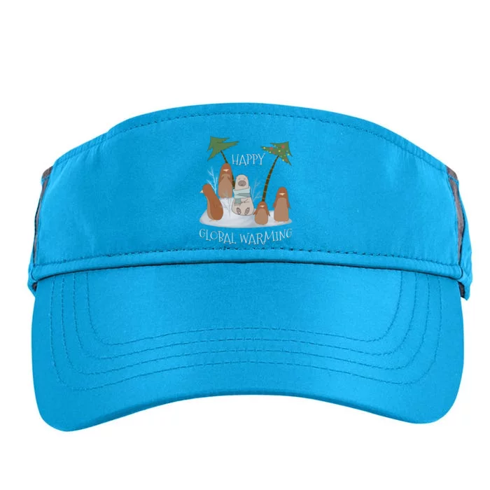 Happy Global Warming Gift Penguins And Bear Retro Climate Change Cute Gift Adult Drive Performance Visor