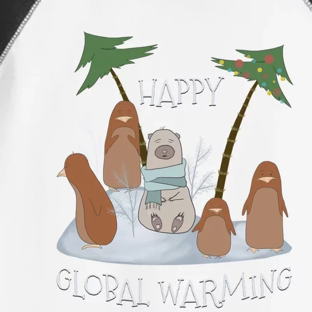 Happy Global Warming Gift Penguins And Bear Retro Climate Change Cute Gift Toddler Fine Jersey T-Shirt