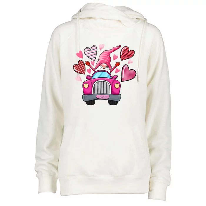 Heart Gnome Xoxo Valentines Day Cute Womens Funnel Neck Pullover Hood