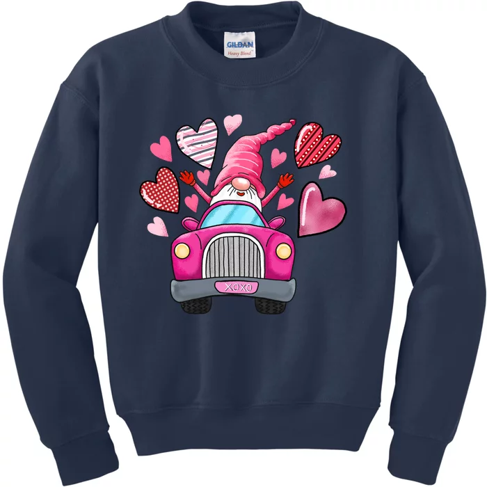 Heart Gnome Xoxo Valentines Day Cute Kids Sweatshirt