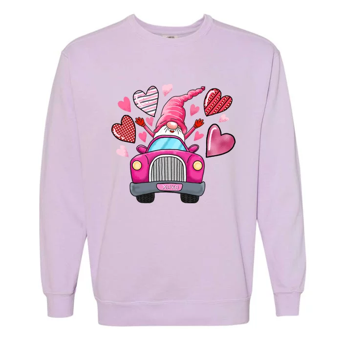 Heart Gnome Xoxo Valentines Day Cute Garment-Dyed Sweatshirt