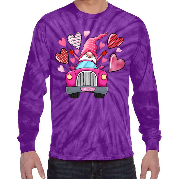 Heart Gnome Xoxo Valentines Day Cute Tie-Dye Long Sleeve Shirt