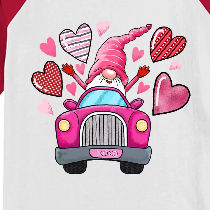 Heart Gnome Xoxo Valentines Day Cute Kids Colorblock Raglan Jersey