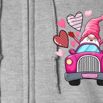 Heart Gnome Xoxo Valentines Day Cute Full Zip Hoodie