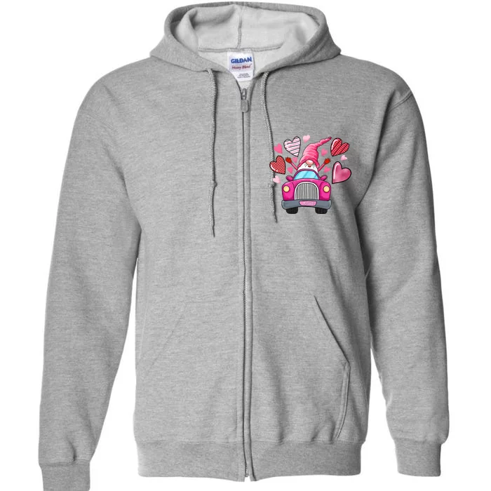 Heart Gnome Xoxo Valentines Day Cute Full Zip Hoodie