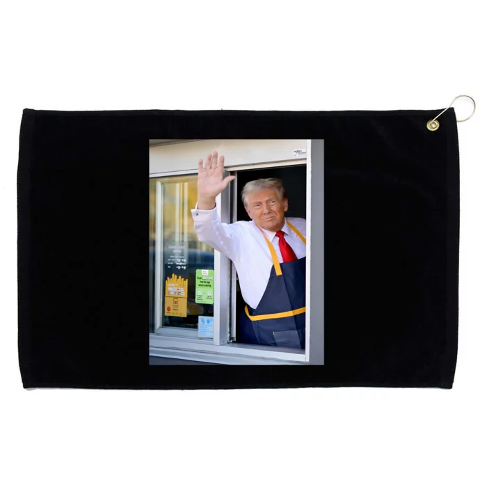 Hi Get Your Burger Donald Trump Cooks Fries Worker Grommeted Golf Towel