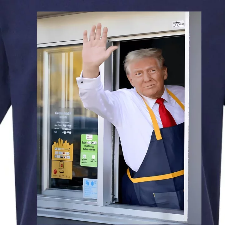 Hi Get Your Burger Donald Trump Cooks Fries Worker Sueded Cloud Jersey T-Shirt