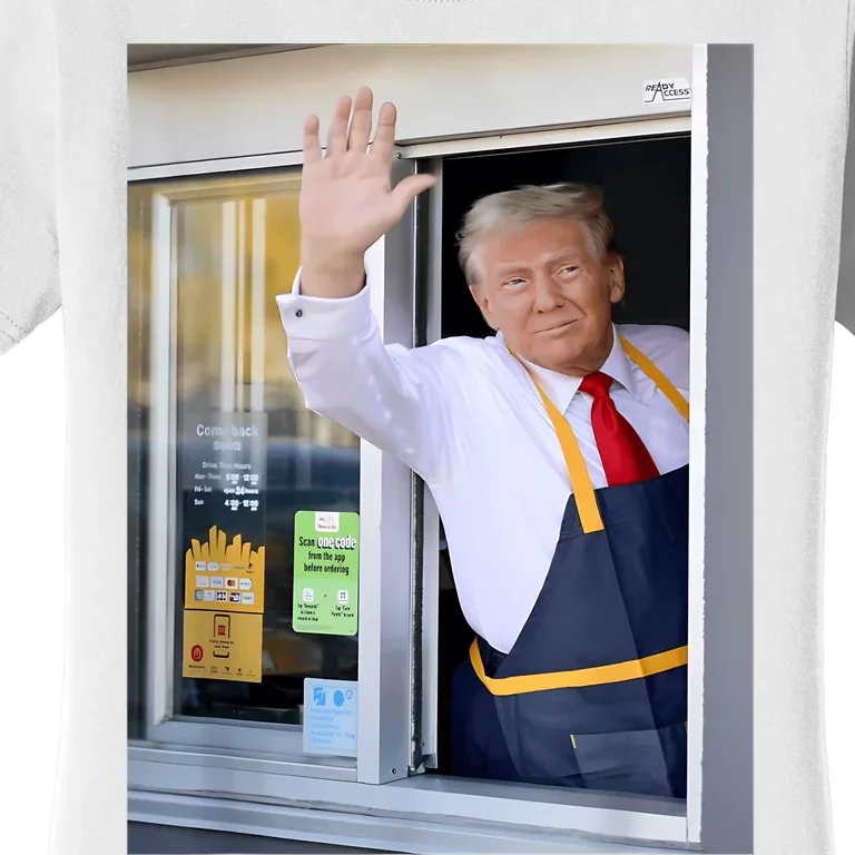 Hi Get Your Burger Donald Trump Cooks Fries Worker Women's T-Shirt