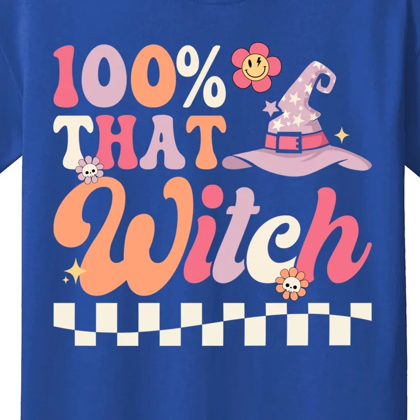 Happy Halloween 100 Percent That Witch Retro Groovy Great Gift Kids T-Shirt