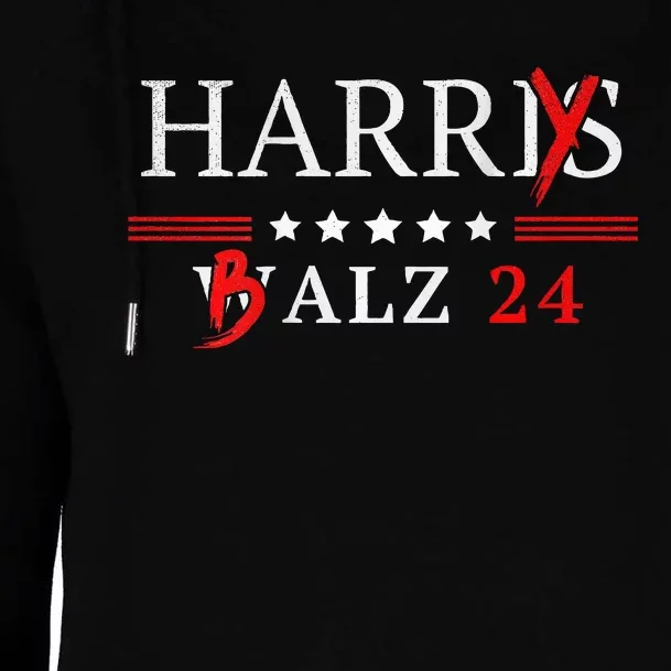 Harrybalz Harriswalz 2024 Election Patriotic Democrats Back Womens Funnel Neck Pullover Hood