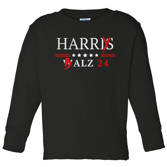 Harrybalz Harriswalz 2024 Election Patriotic Democrats Back Toddler Long Sleeve Shirt