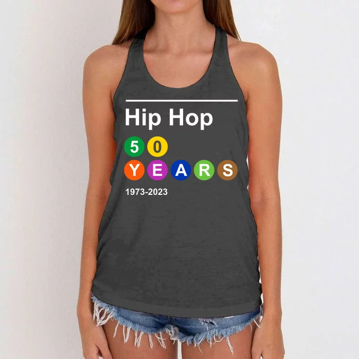 Hip Hop 50 Years 1973 2023 Women's Knotted Racerback Tank