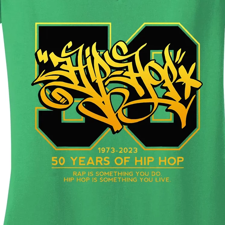 Hip Hop 50 Years Anniversary Graffiti 50 Years Hip Hop Women's V-Neck T-Shirt