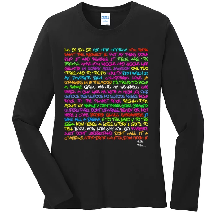 HIP HOP 50 YEARS ANNIVERSARY Rap Old School Lyrics Merch Ladies Long Sleeve Shirt