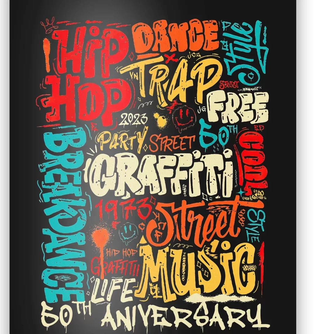 Hip Hop 50 Years Of Old School Graffiti Old School Retro Poster