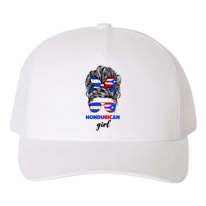 Half Honduran And Puerto Rican Rico Honduras Flag Girl Mix Yupoong Adult 5-Panel Trucker Hat