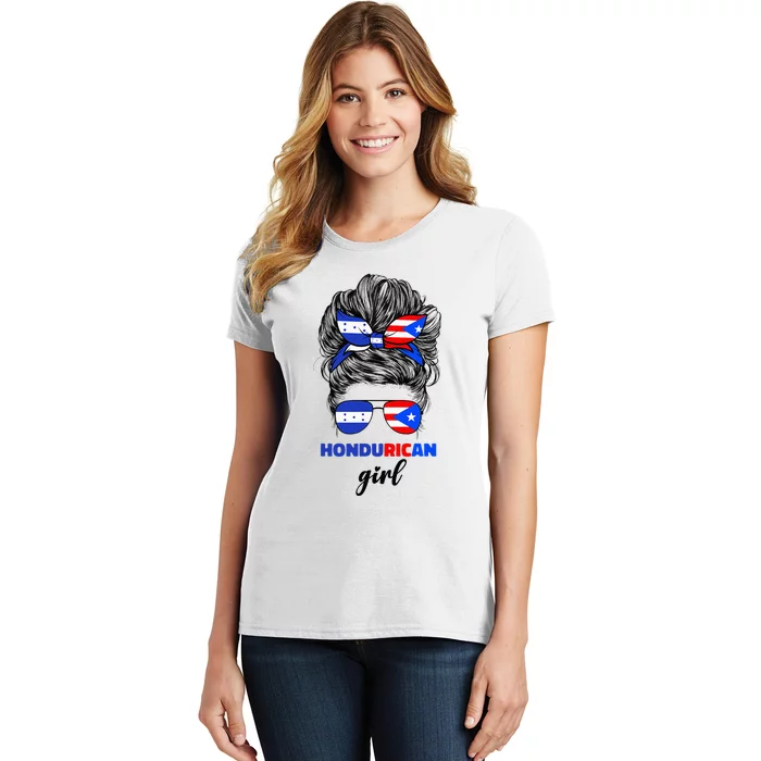 Half Honduran And Puerto Rican Rico Honduras Flag Girl Mix Women's T-Shirt