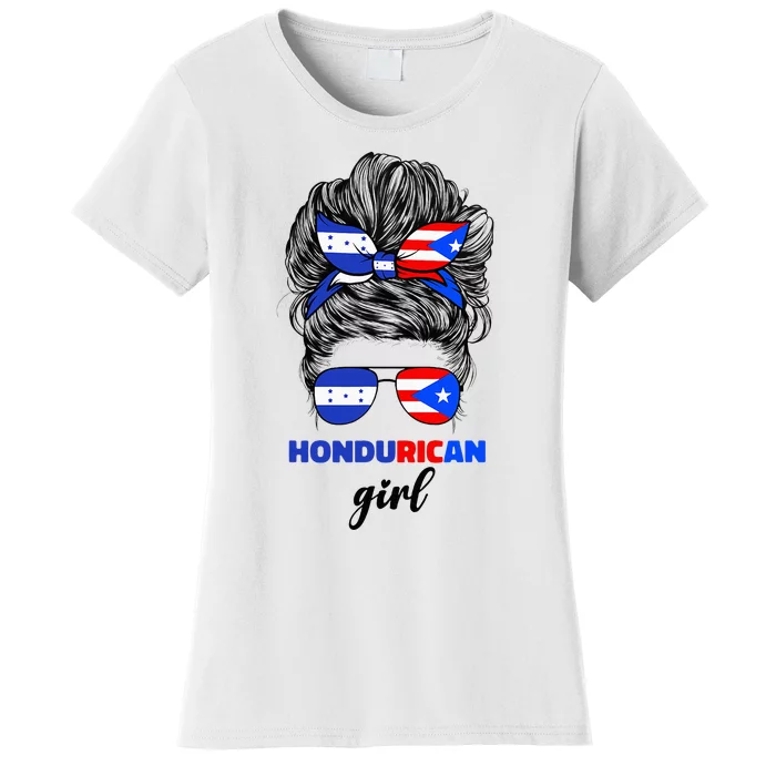 Half Honduran And Puerto Rican Rico Honduras Flag Girl Mix Women's T-Shirt