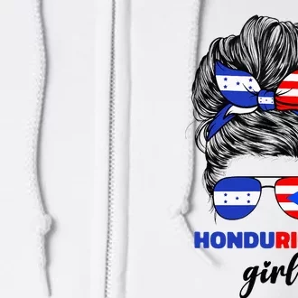 Half Honduran And Puerto Rican Rico Honduras Flag Girl Mix Full Zip Hoodie