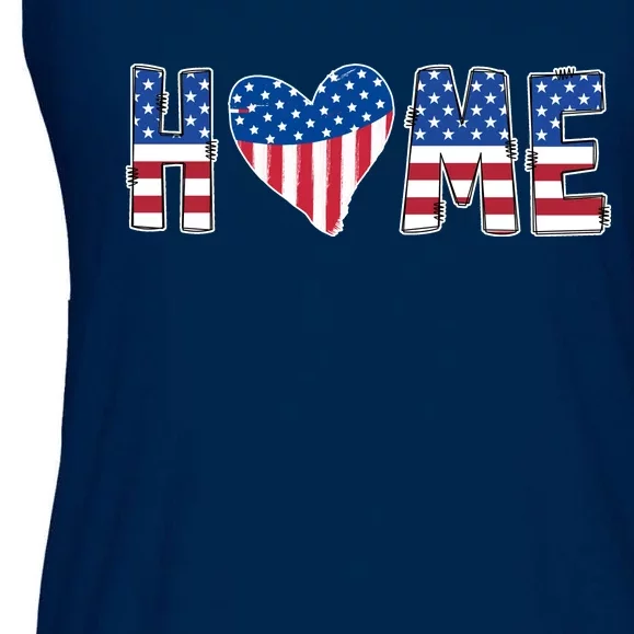 Home Heart American Flag Ladies Essential Flowy Tank