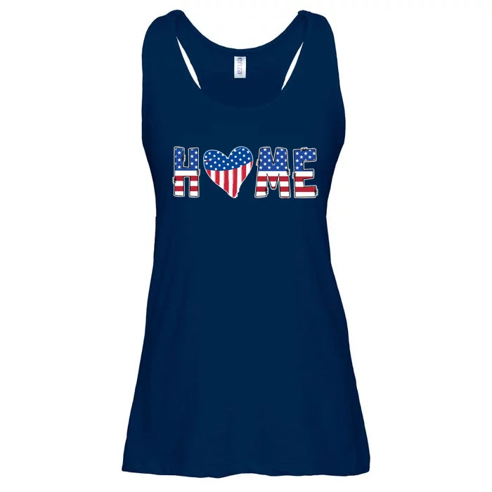 Home Heart American Flag Ladies Essential Flowy Tank