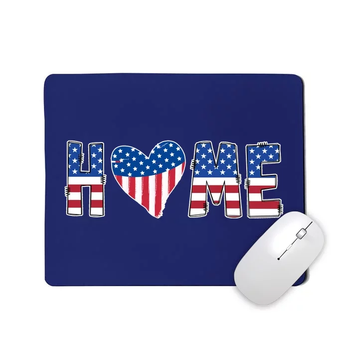 Home Heart American Flag Mousepad