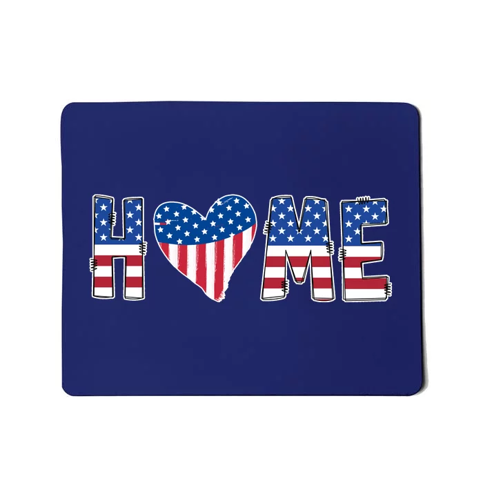 Home Heart American Flag Mousepad