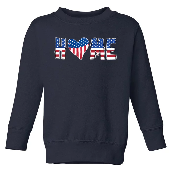 Home Heart American Flag Toddler Sweatshirt