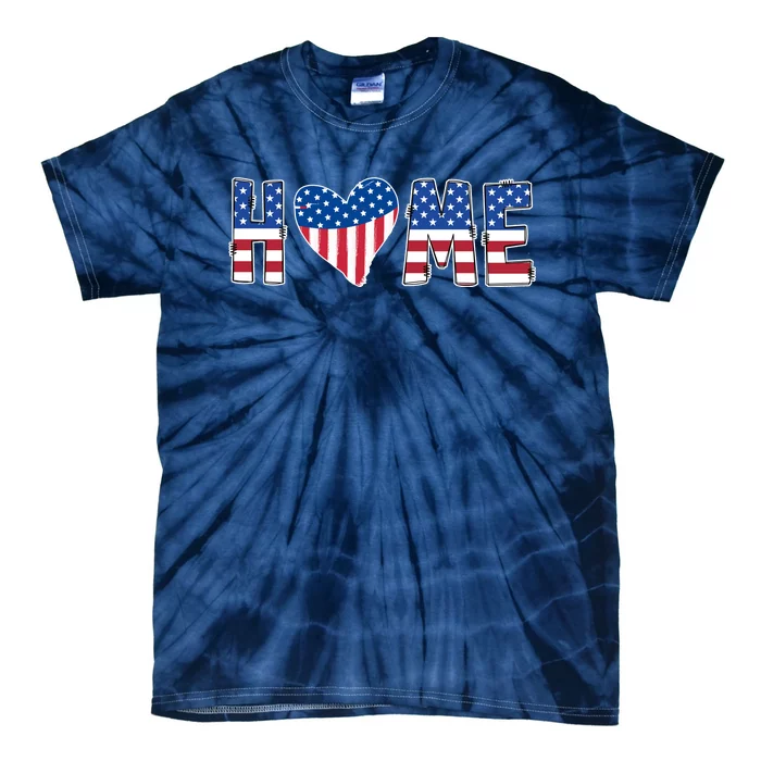 Home Heart American Flag Tie-Dye T-Shirt