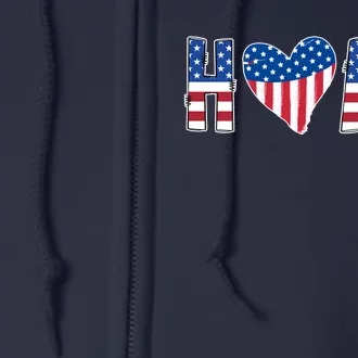 Home Heart American Flag Full Zip Hoodie