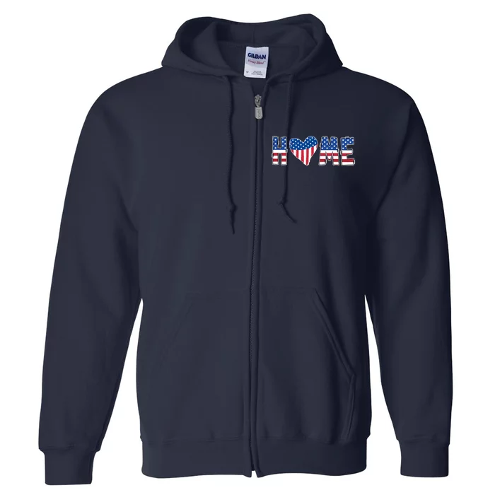 Home Heart American Flag Full Zip Hoodie