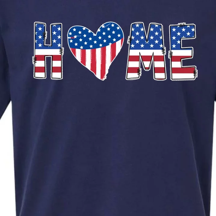 Home Heart American Flag Sueded Cloud Jersey T-Shirt