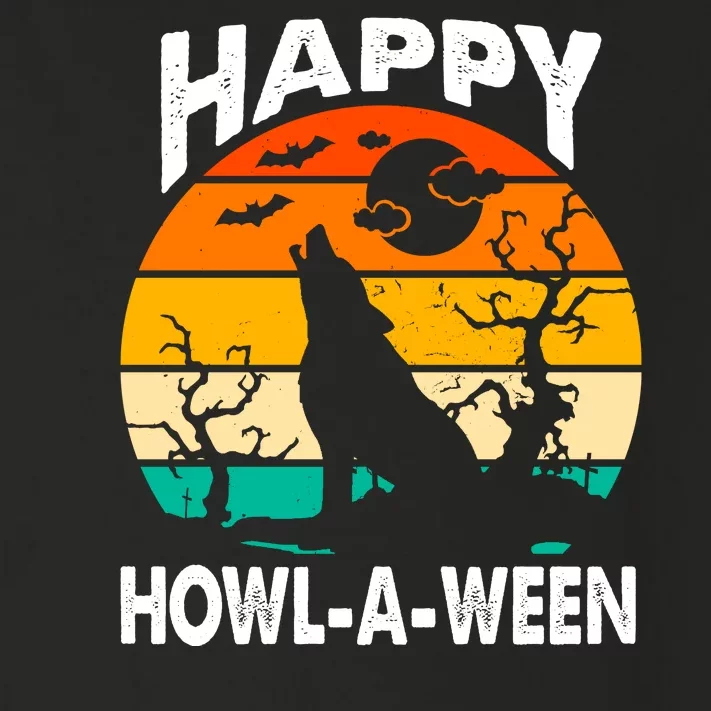 Happy Howl A Ween Halloween Wolf Retro Toddler Long Sleeve Shirt