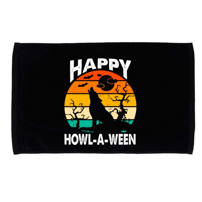 Happy Howl A Ween Halloween Wolf Retro Microfiber Hand Towel