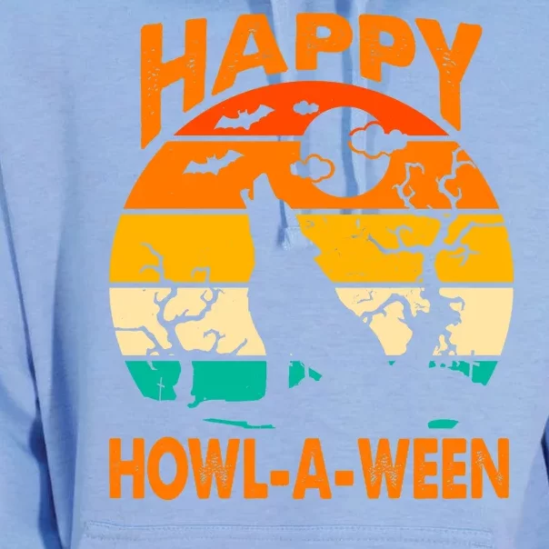 Happy Howl A Ween Halloween Wolf Retro Unisex Surf Hoodie