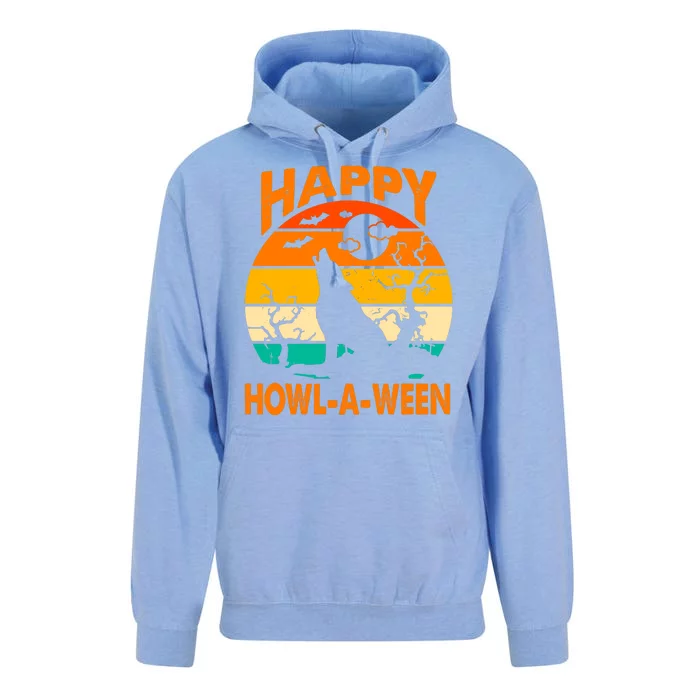 Happy Howl A Ween Halloween Wolf Retro Unisex Surf Hoodie