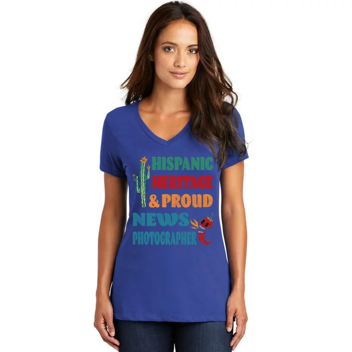 Hispanic Heritage And Proud News Photographer Gift Women's V-Neck T-Shirt