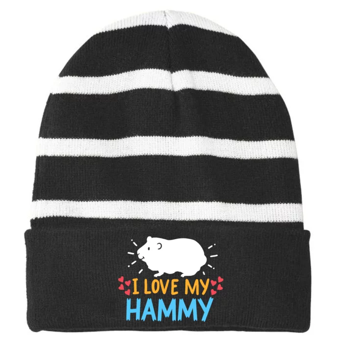 Hamster Striped Beanie with Solid Band