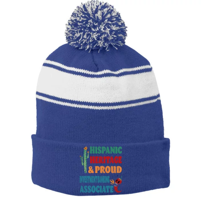 Hispanic Heritage And Proud Investt Banking Associate Cute Gift Stripe Pom Pom Beanie